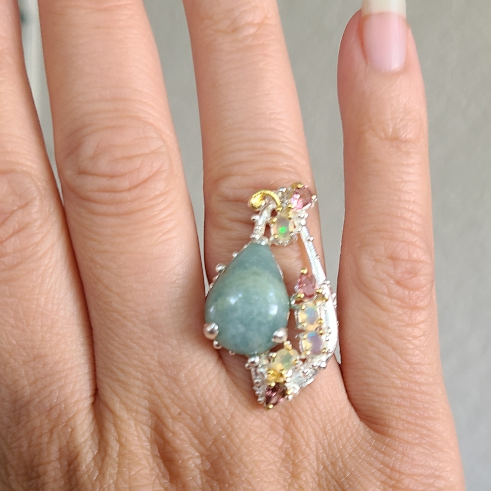 Larimar Opal Sterling Silver Ring - image 3